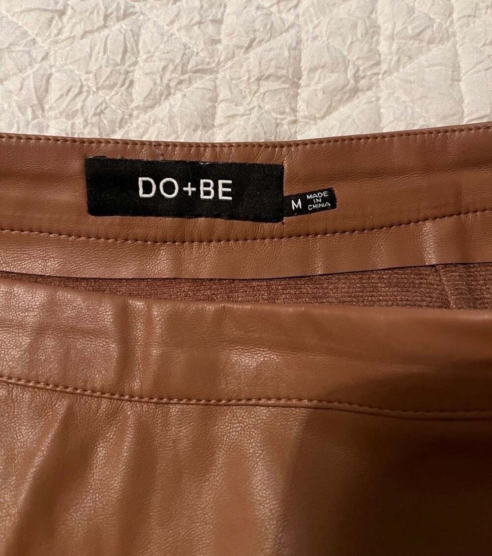 DO+BE Brown Faux Leather Ruffled Skort Style Y18903 - Picture 3 of 7